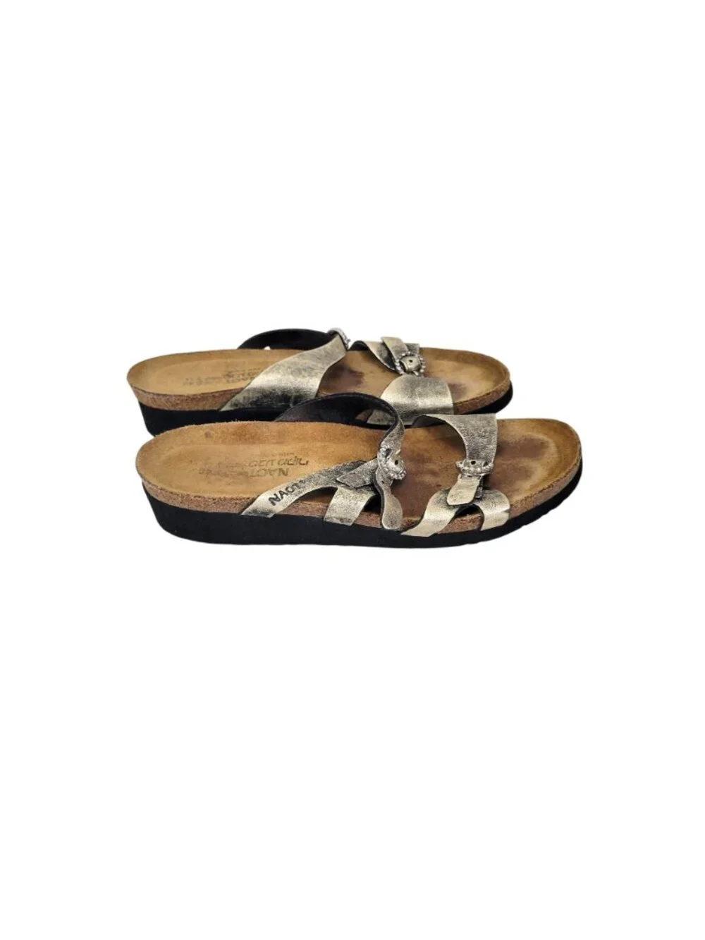 Naot Women's Kate Metallic Silver Leather Sandals Size EU 40 US 9 Adjustable Str - Picture 2 of 7